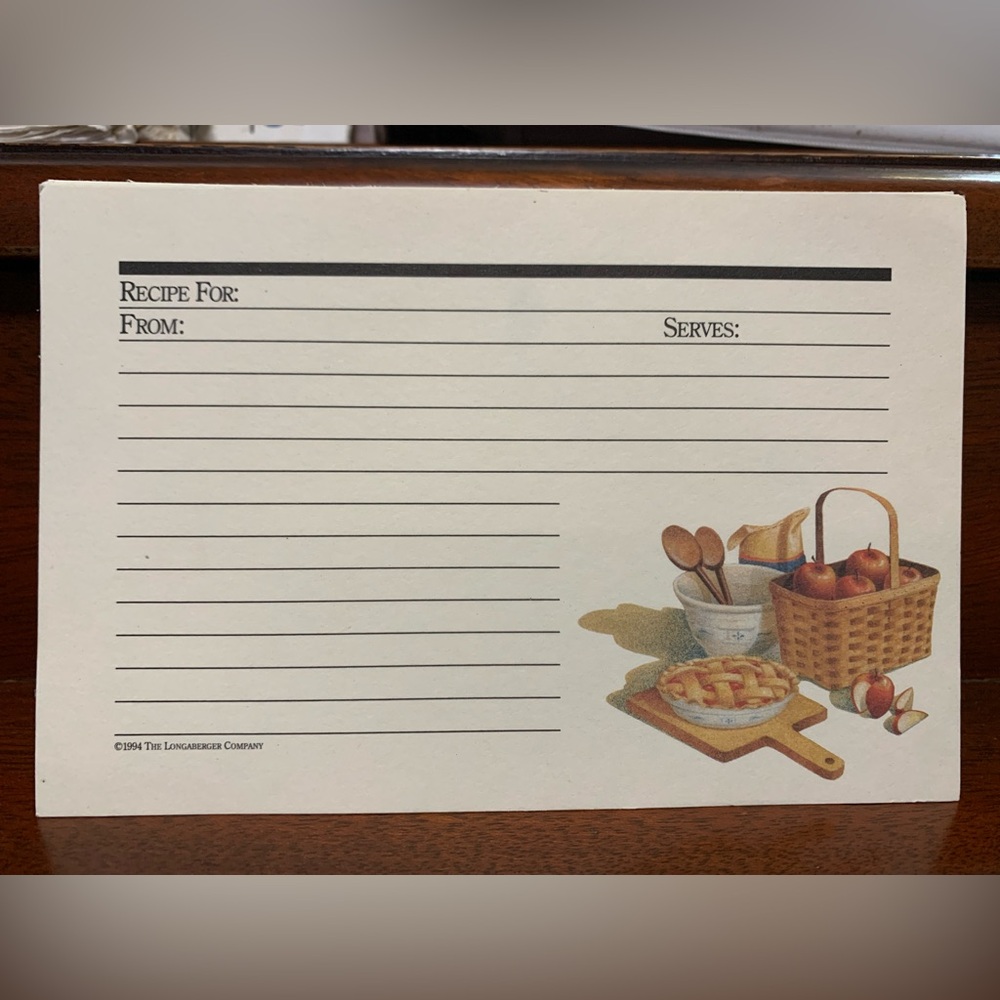 Longaberger 4”x6” 25 Recipe Cards Shades of Autumn 1994